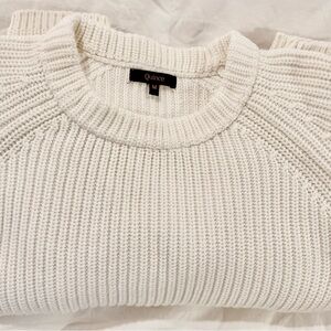 Quince Women's 100% Organic Cotton Ivory Fisherman Crew Neck Sweater, Size M